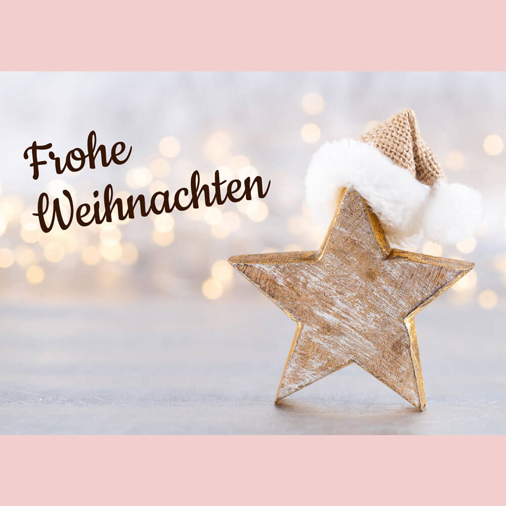 Grußkarte -Frohe Weihnachten Stern mit Mütze